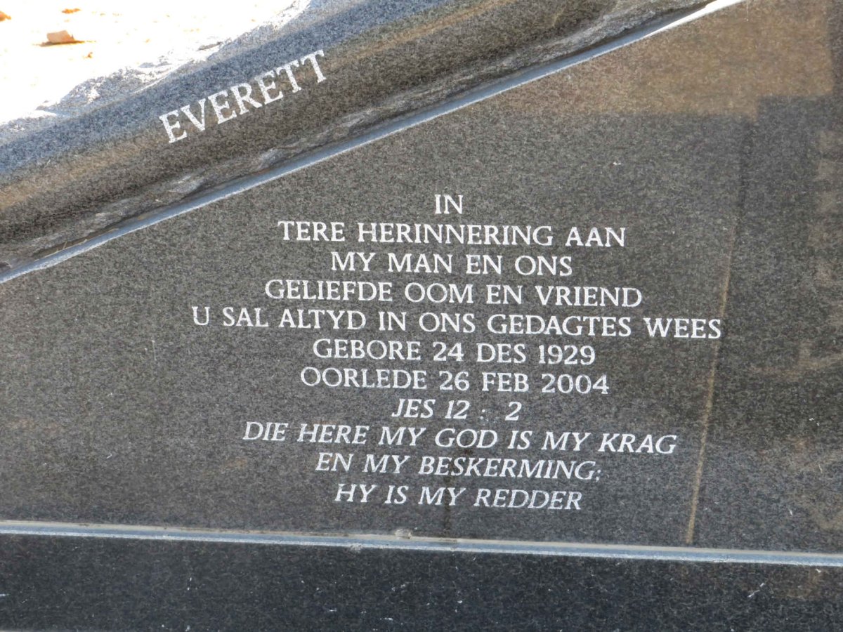 NIEKERK Everett, van 1929-2004 &amp; Louisa Susara Margaretha 1926-2010