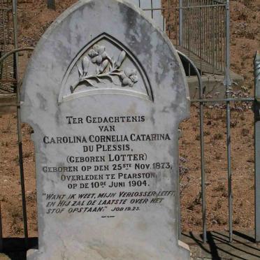 PLESSIS  Carolina Cornelia Catarina, du nee LOTTER 1873-1904