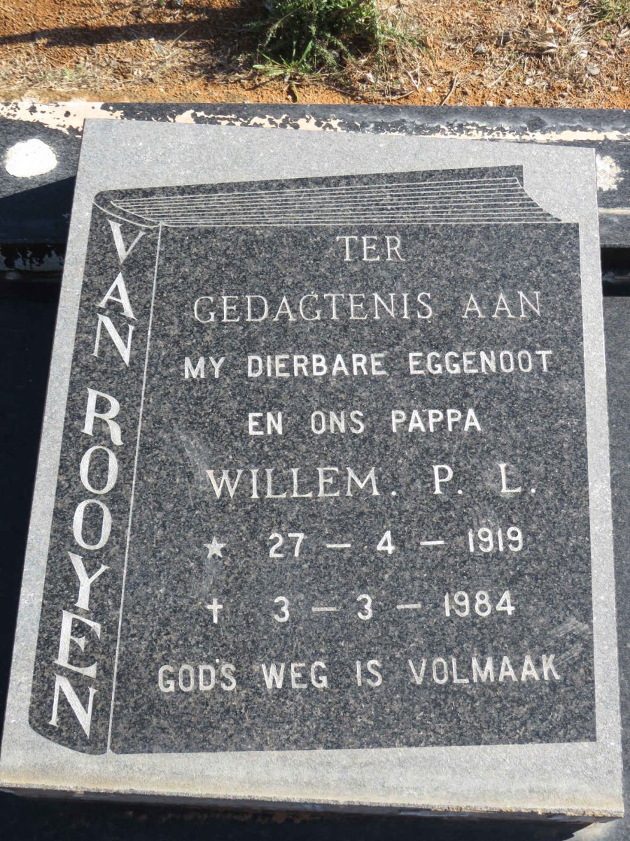 ROOYEN Willem P.L., van 1919-1984 &amp; Carrie 1924-2008