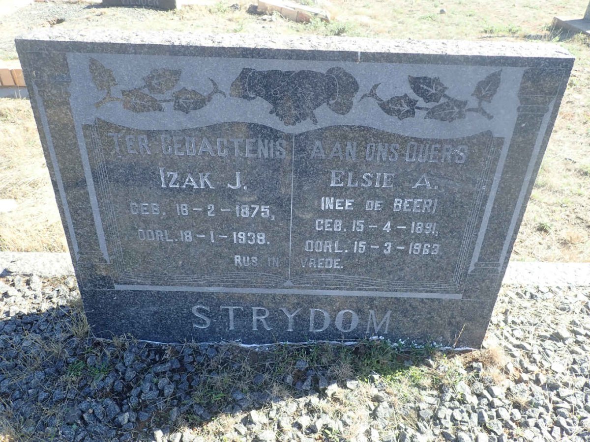STRYDOM Izak J. 1875-1938 &amp; Elsie A. DE BEER 1891-1963
