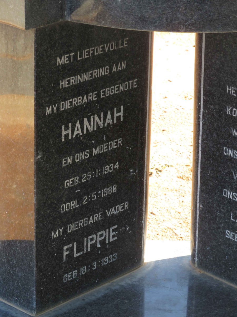 SNYMAN Flippie 1933- &amp; Hannah 1934-1988