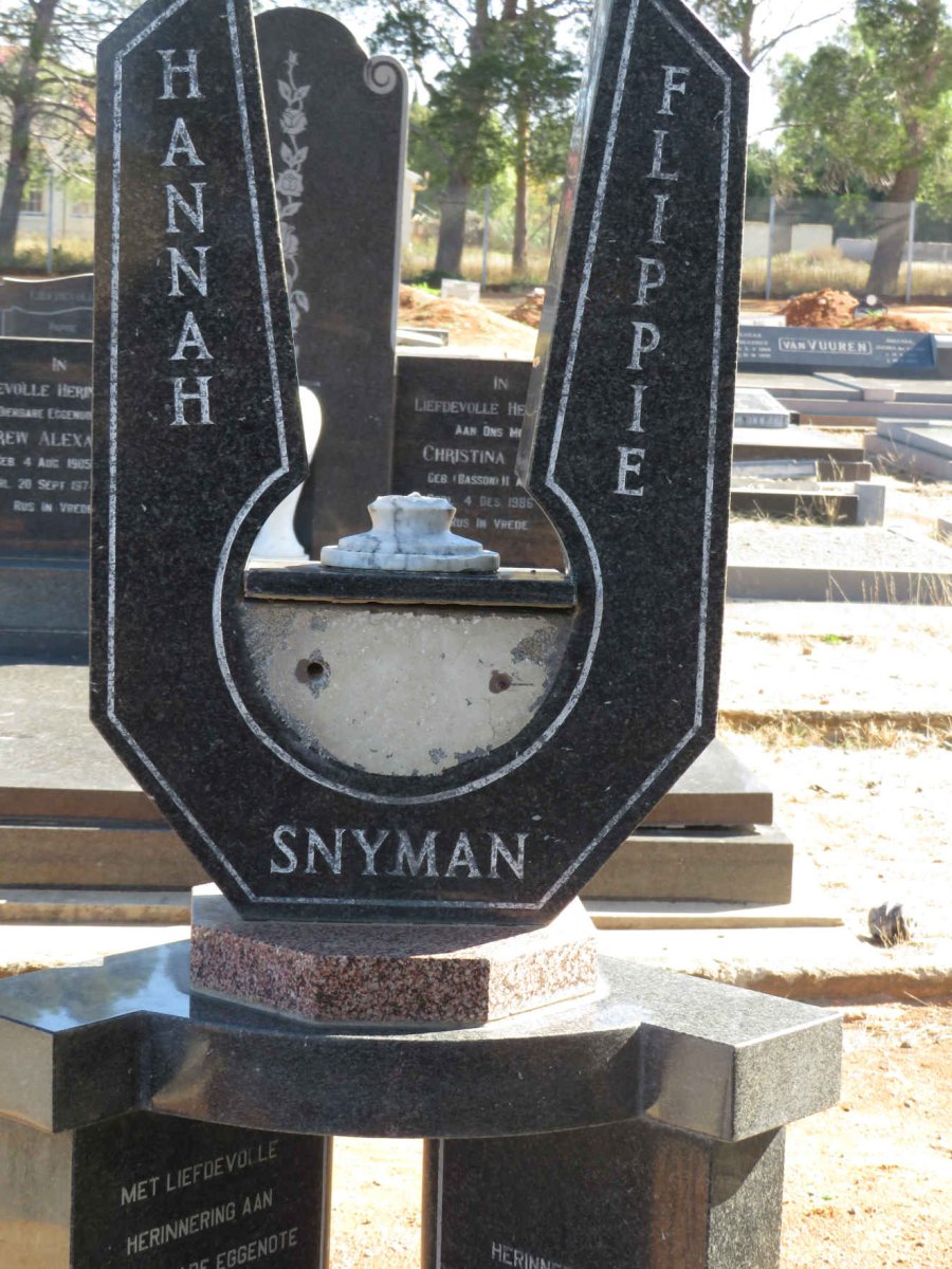 SNYMAN Flippie 1933- &amp; Hannah 1934-1988