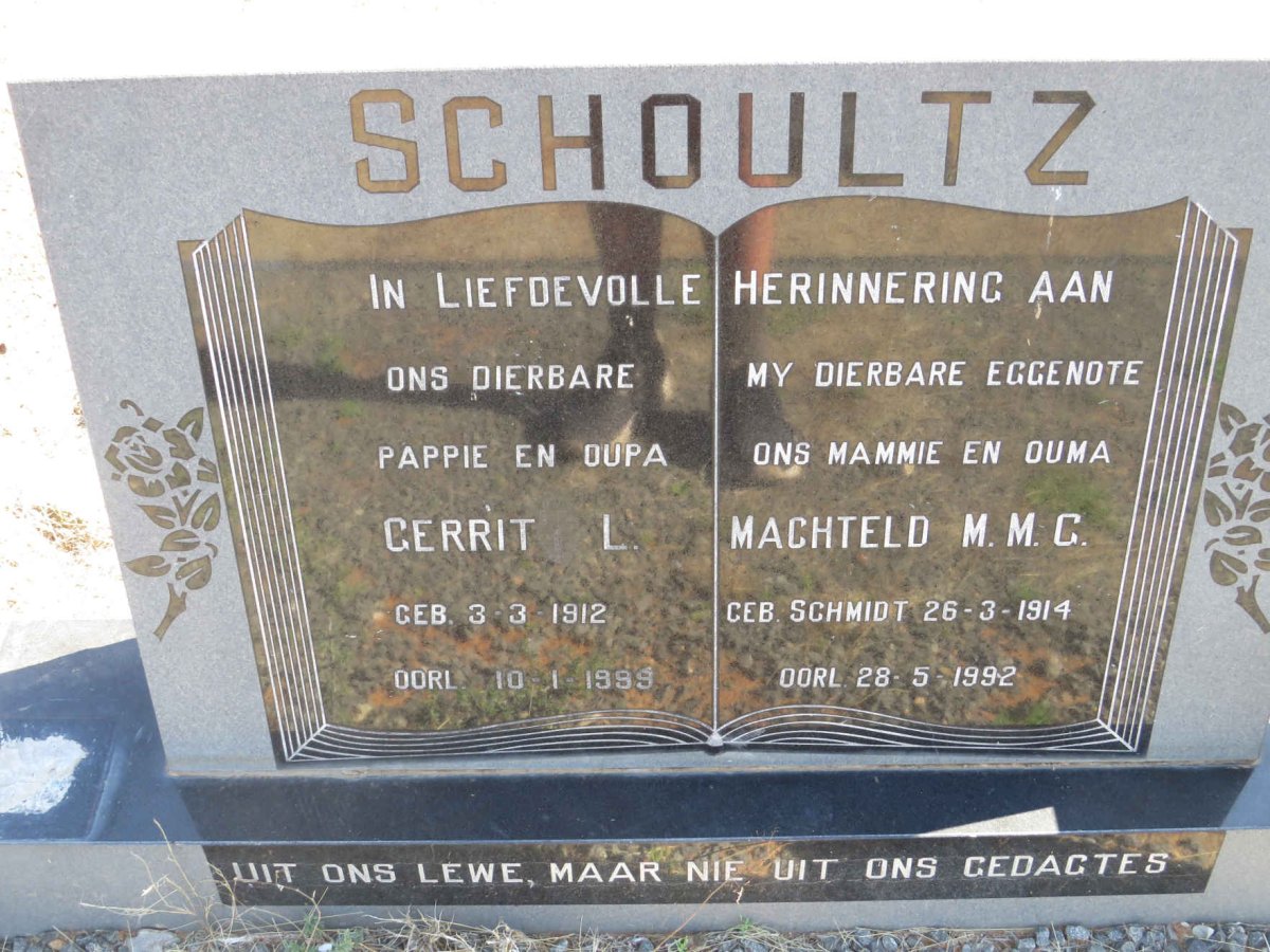 SCHOULTZ Gerrit L. 1912-1999 &amp; Machteld M.M.C. SCHMIDT 1914-1992