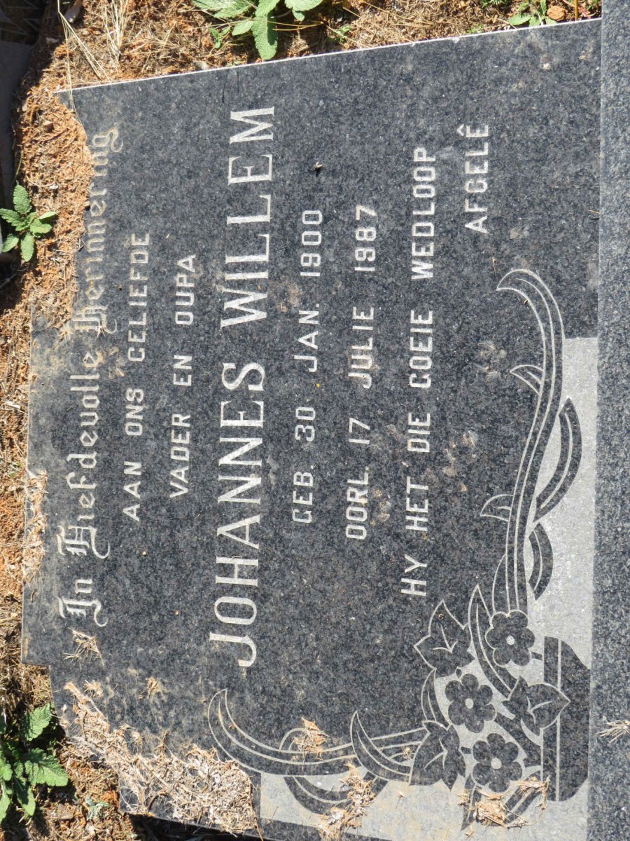 WILKEN Johannes Willem 1900-1987 &amp; Anna Elizabeth DE KLERK 1900-1978