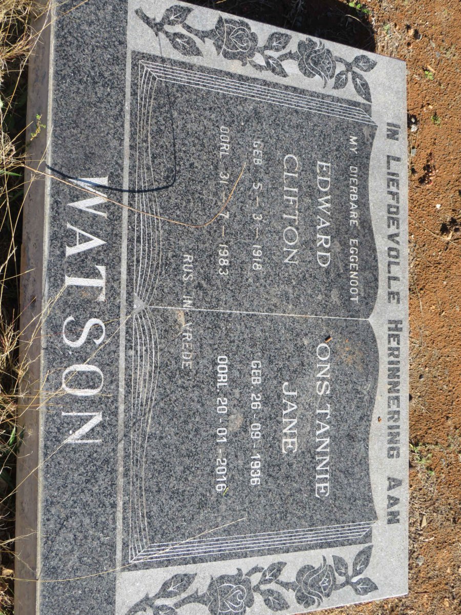 WATSON Edward Clifton 1918-1983 :: WATSON Jane 1936-2016