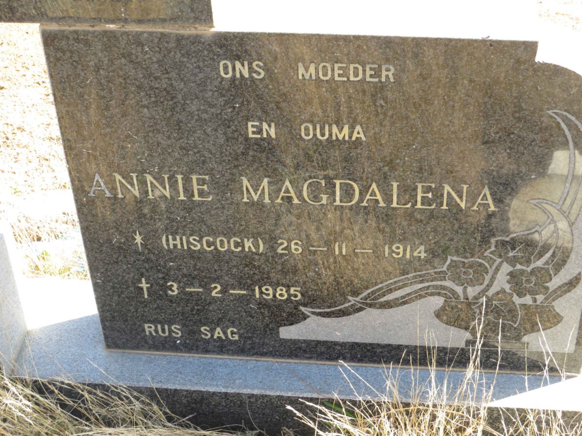 ? Jan Daniel 1903-1981 &amp; Annie Magdalena HISCOCK 1914-1985