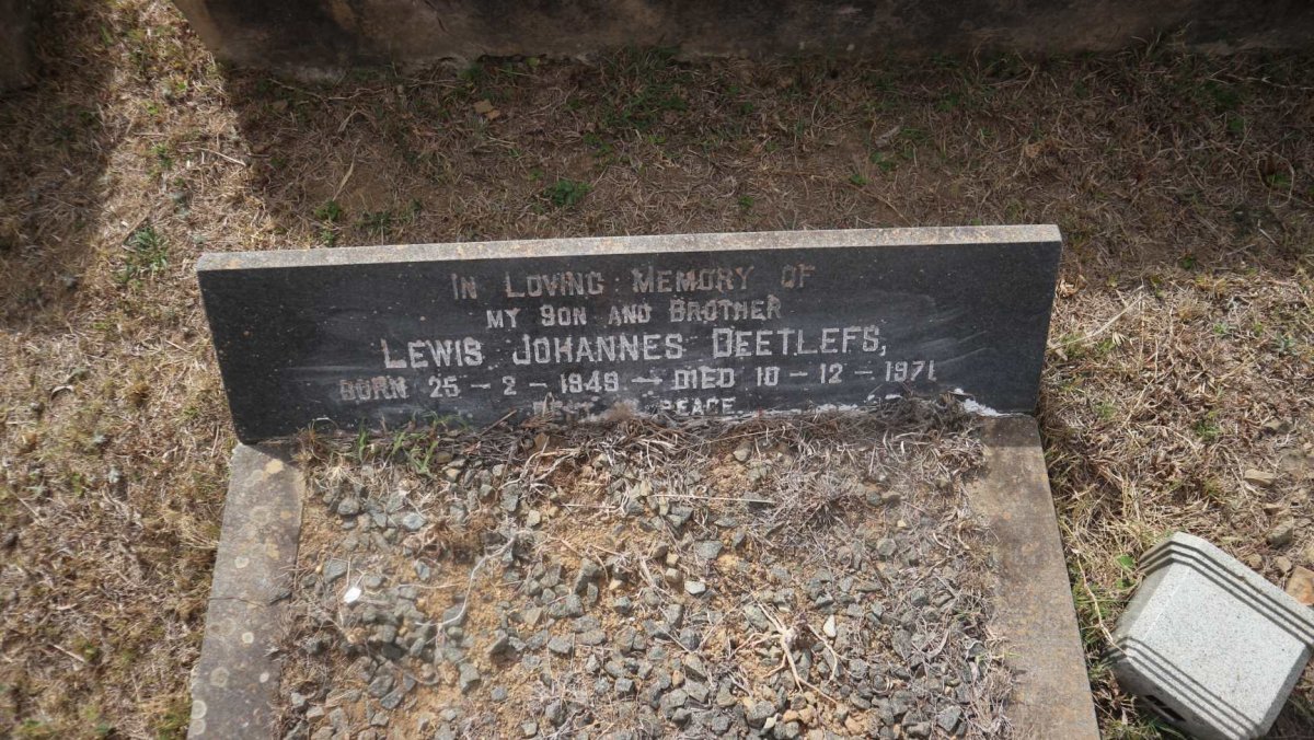 DEETLEFS Lewis Johannes 1949-1971