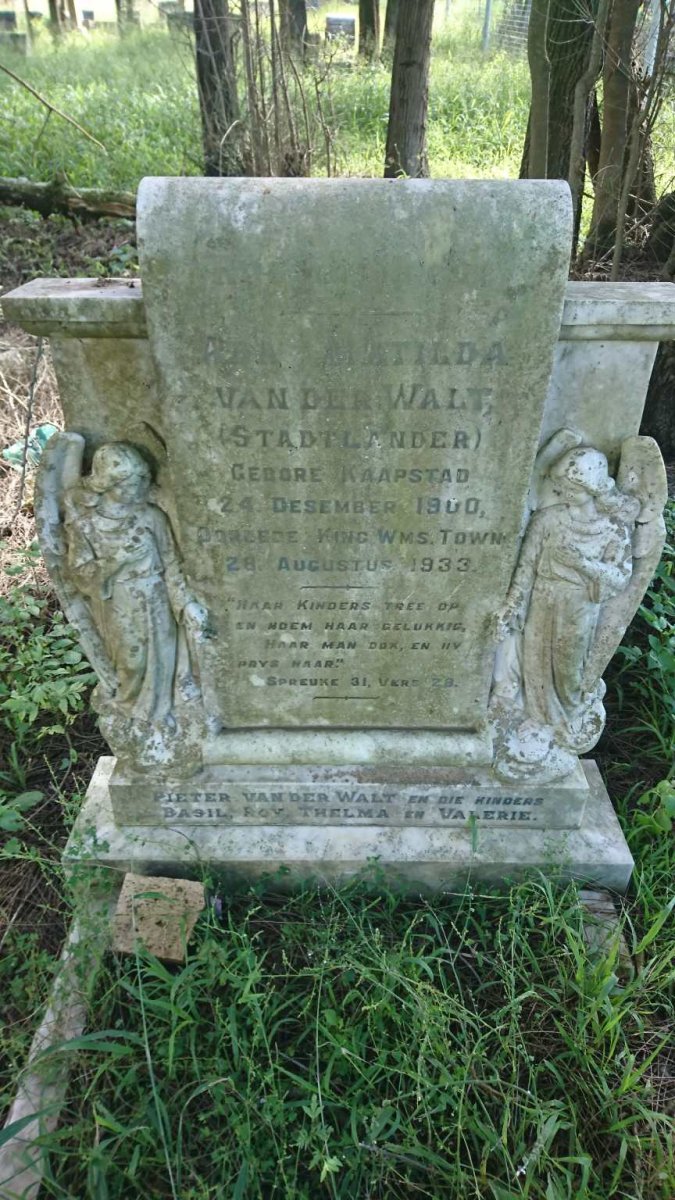 WALT Ada Matilda, van der nee STADTLANDER 1900-1933