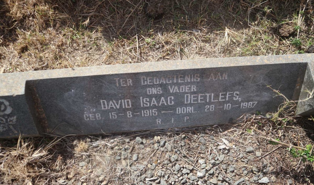 DEETLEFS David Isaac 1915-1987 &amp; Alice Whilemina 1922-1969