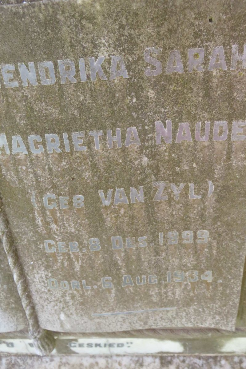 NAUDE Gert Pieter Christian 1897-1935 &amp; Hendrika Sarah Magrietha VAN ZYL 1899-1934
