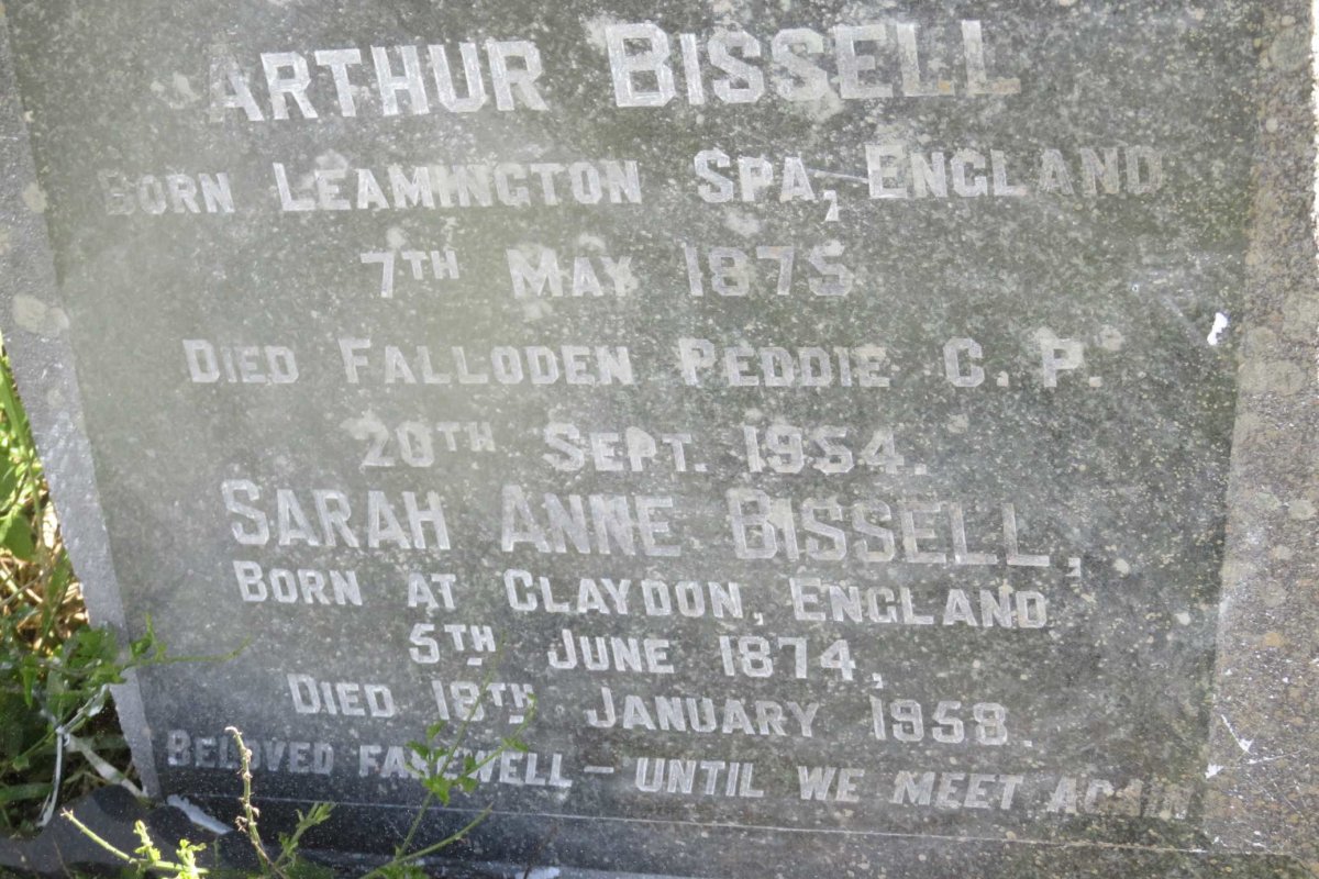 BISSELL Arthur 1875-1954 &amp; Sarah Anne 1874-1958