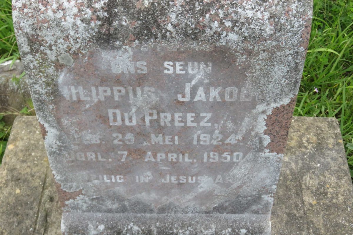 PREEZ Philippus Jakobus, du 1924-1950