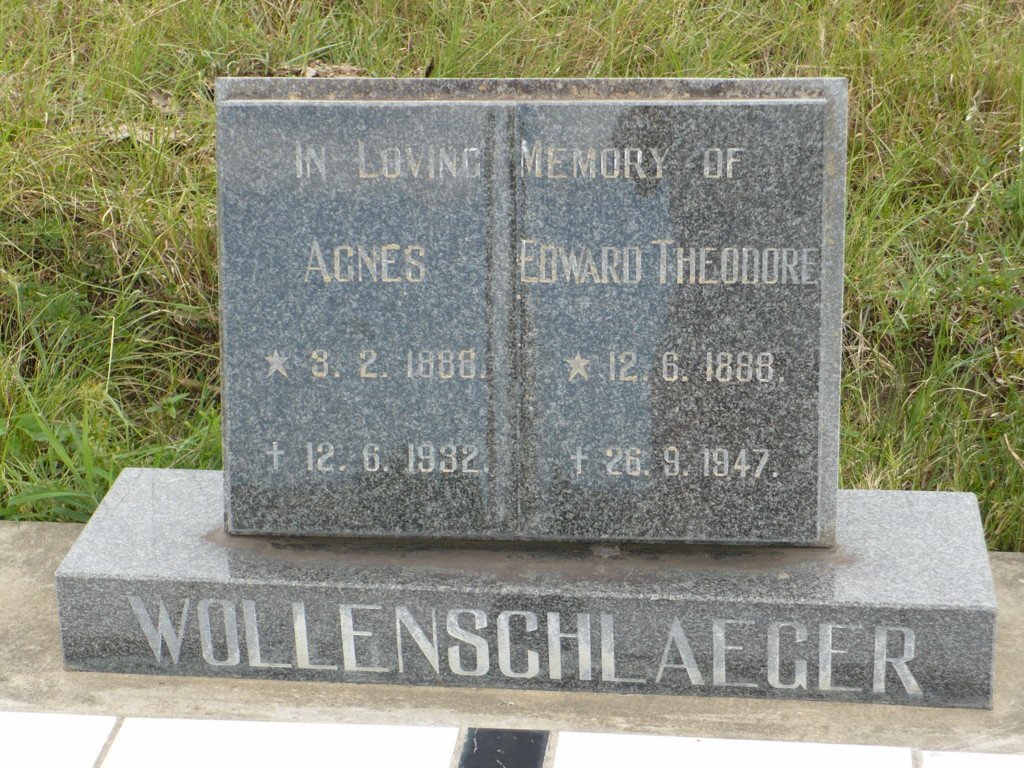 WOLLENSCHLAEGER Edward Theodore 1888-1947 &amp; Agnes 1888-1932