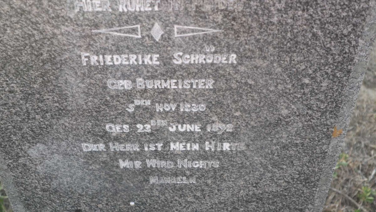 SCHRODER Friederike nee BURMEISTER 1830-1892