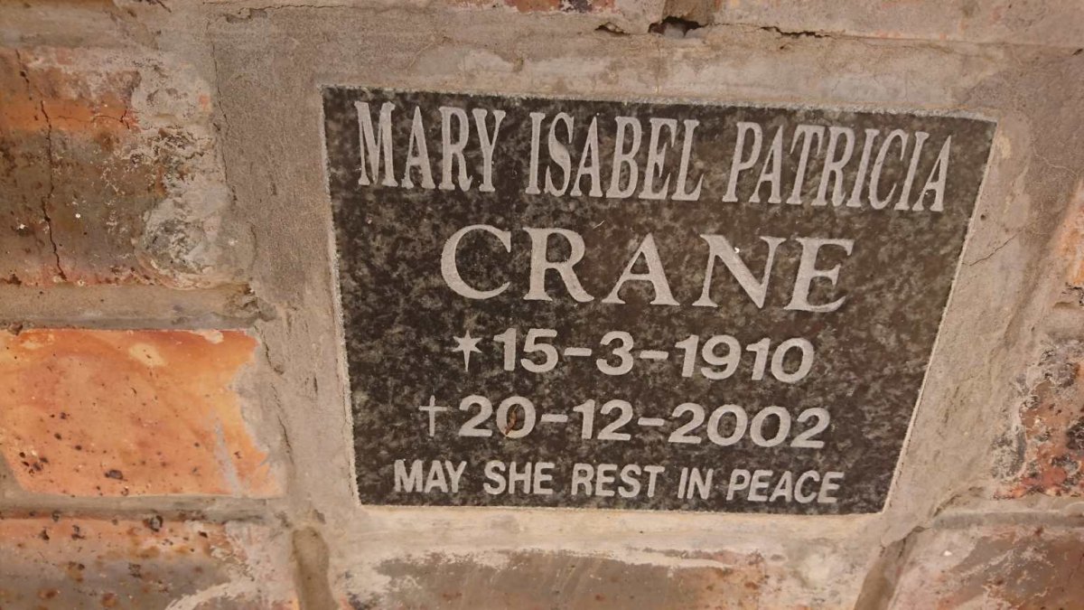 CRANE Mary Isabel Patricia 1910-2002