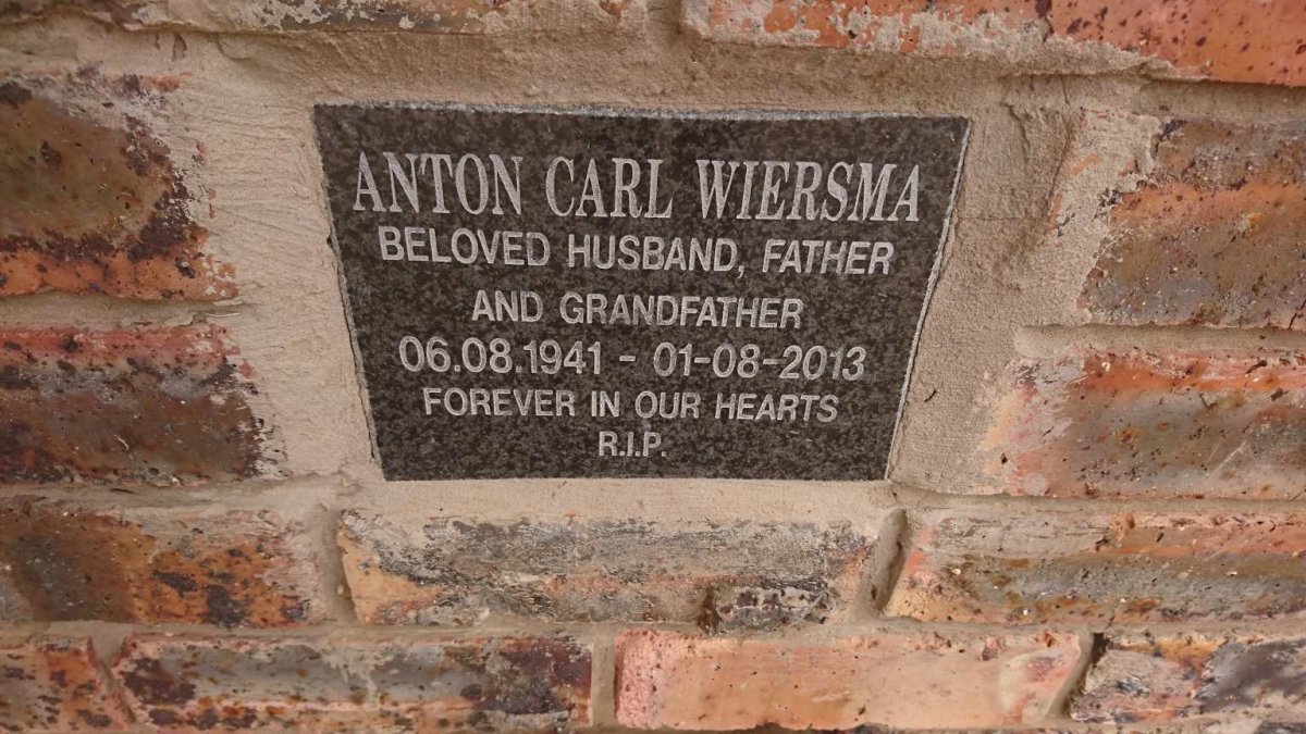 WIERSMA Anton Carl 1941-2013