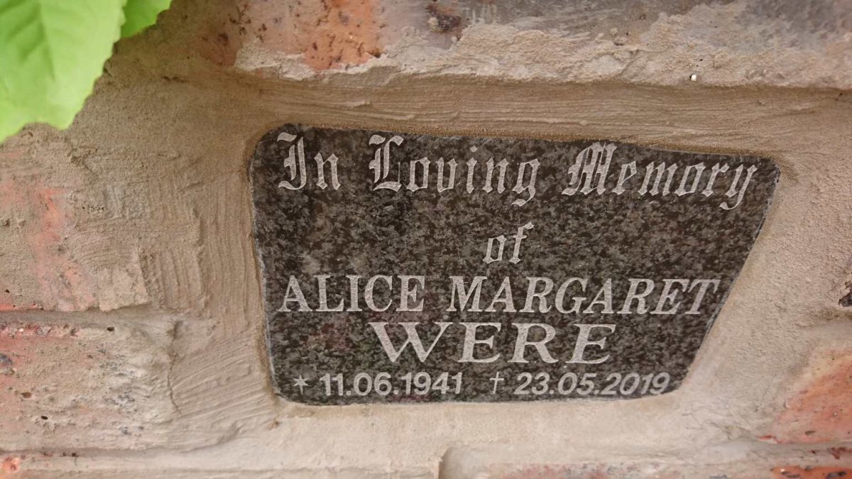 WERE Alice Margaret 1941-2019