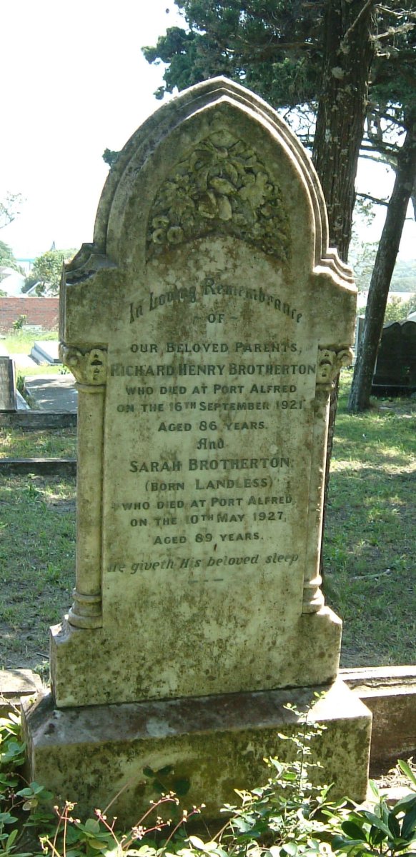 BROTHERTON Richard Henry -1921 &amp; Sarah LANDLESS -1927