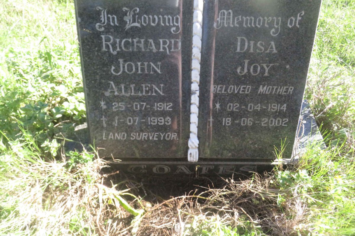 COATES Richard John Allen 1912-1993 &amp; Disa Joy 1914-2002