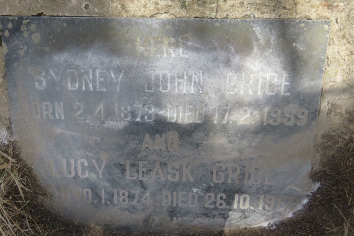GRICE Sydney John 1873-1959 &amp; Lucy Leask 1874-1959