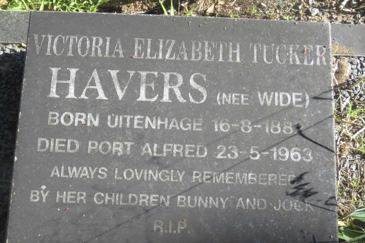 HAVERS Victoria Elizabeth Tucker nee WIDE 1882-1963