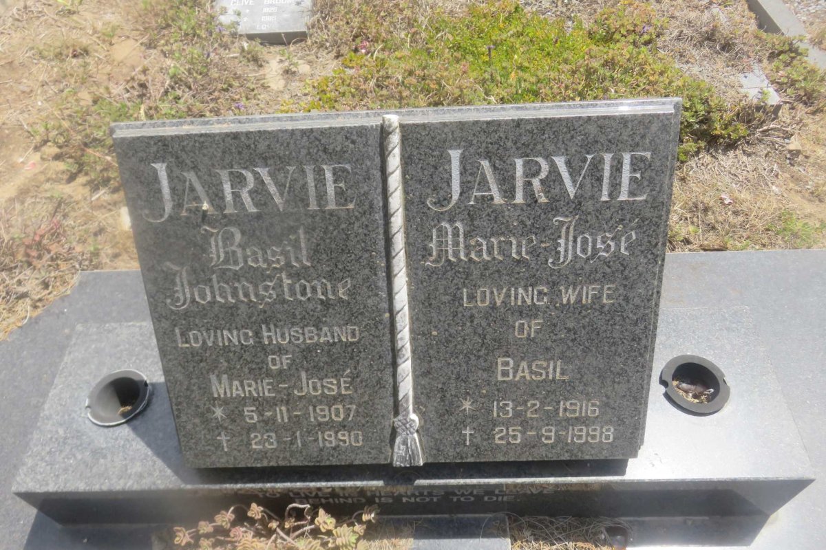 JARVIE Basil Johnstone 1907-1990 &amp; Marie Jose 1916-1998