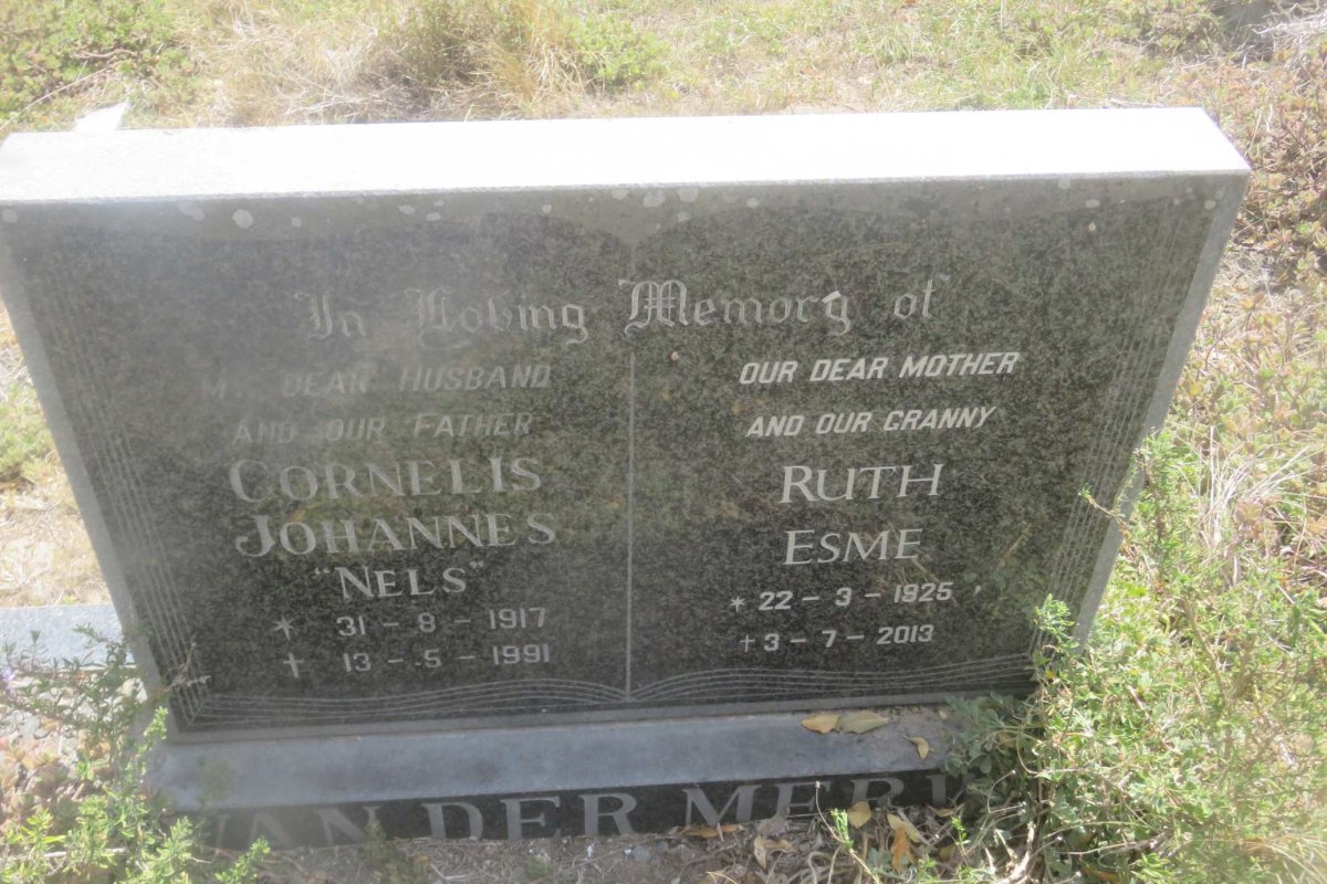 MERWE Cornelis Johannes, van der 1917-1991 &amp; Ruth Esme 1925-2013