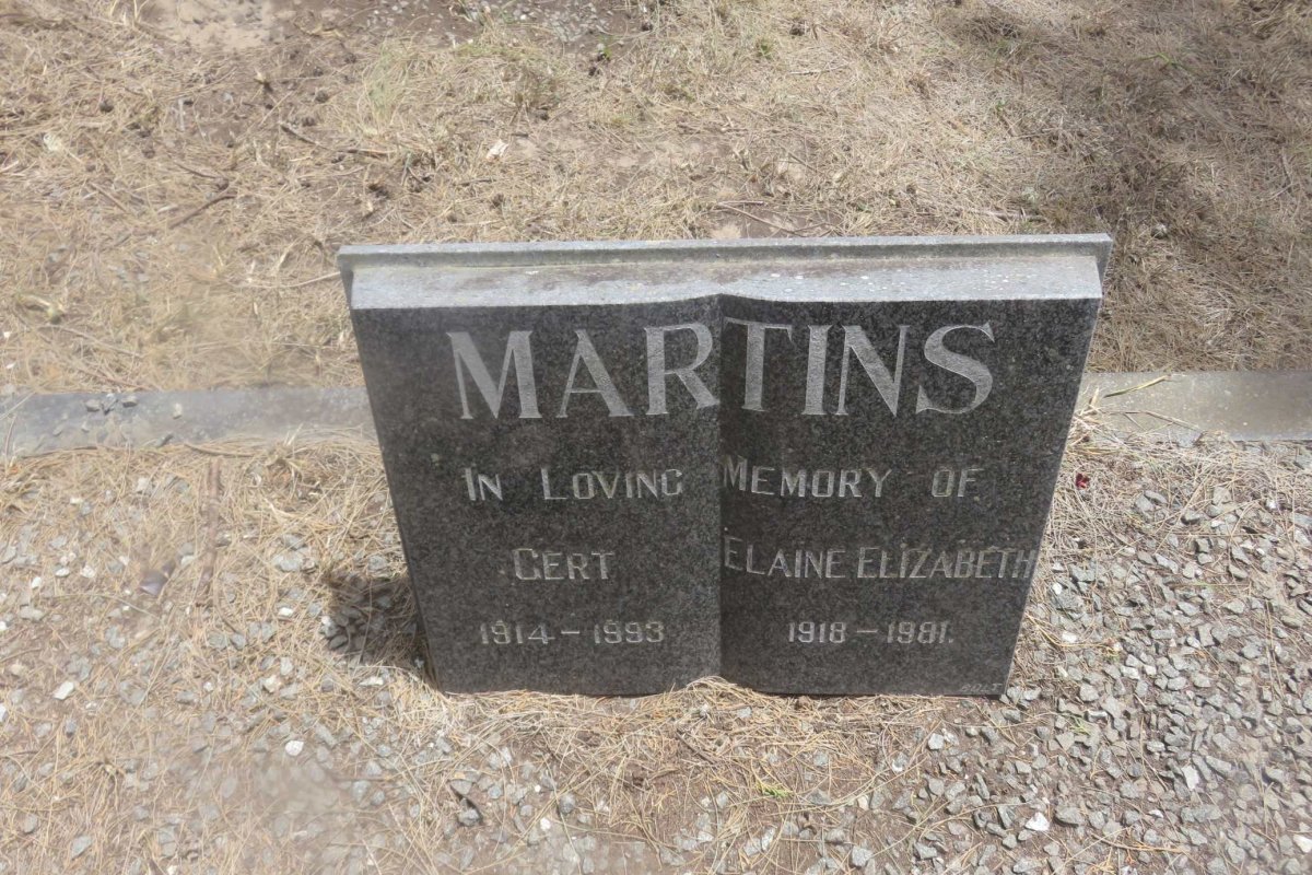 MARTINS Gert 1914-1993 &amp; Elaine Elizabeth 1918-1981