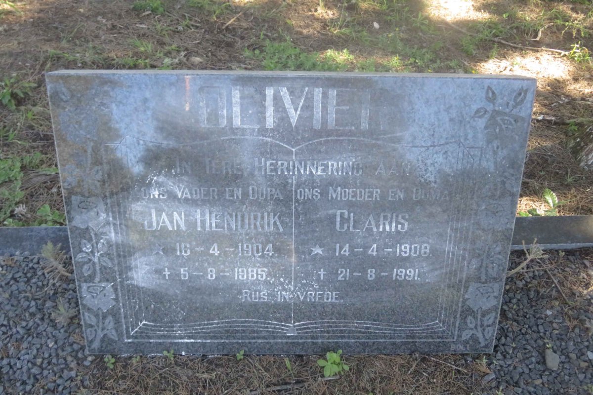 OLIVIER Jan Hendrik 1904-1985 &amp; Claris 1908-1991