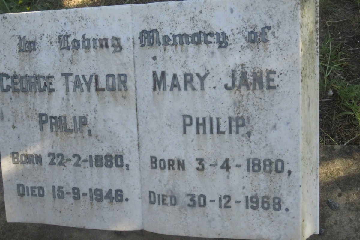 PHILIP George Taylor 1880-1946 &amp; Mary Jane 1880-1968