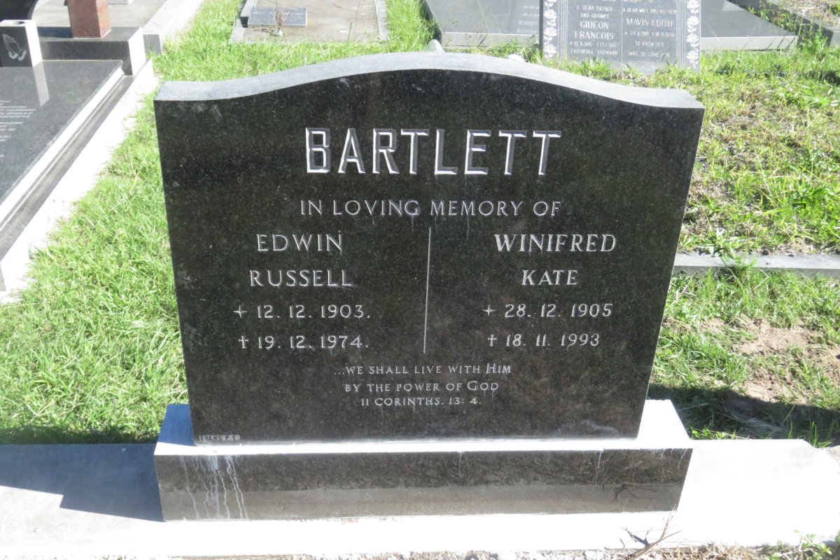 BARTLETT Edwin Russell 1903-1974 &amp; Winifred Kate 1905-1993