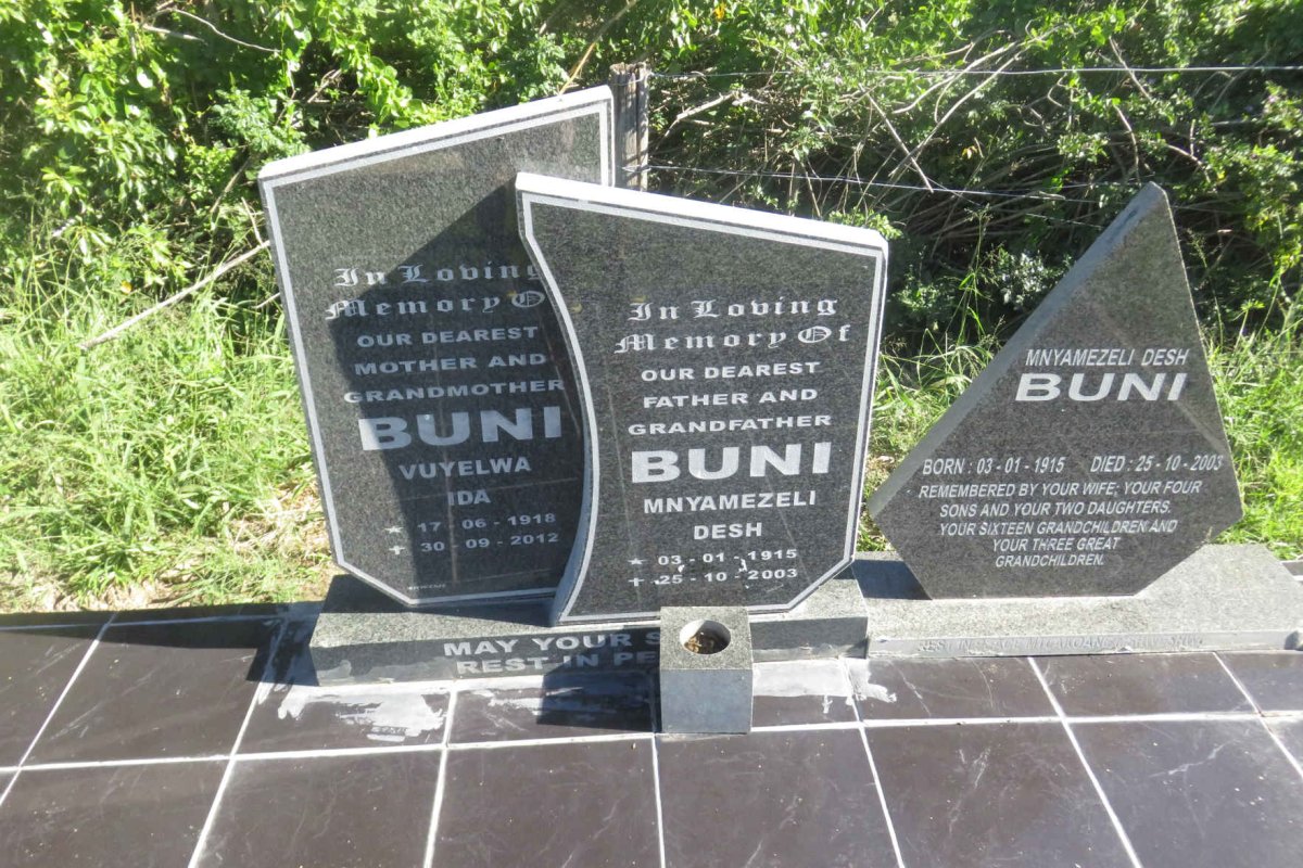 BUNI Mnyamezeli Desh 1915-2003 &amp; Vuyelwa Ida 1918-2012