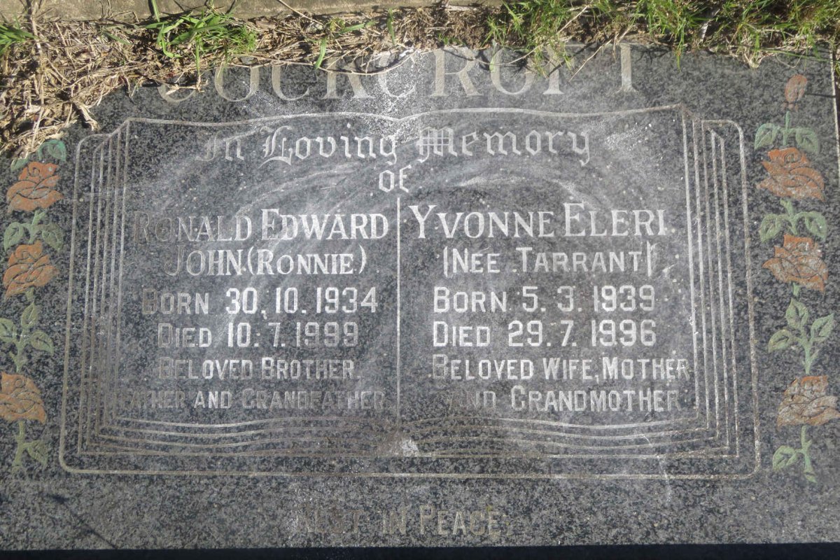 COCKROFT Ronald Edward John 1934-1999 &amp; Yvonne Eleri TARRANT 1939-1996