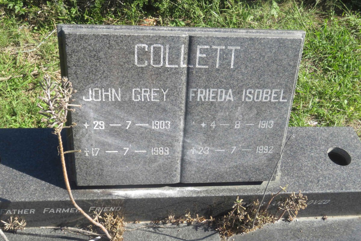 COLLETT John Grey 1903-1989 &amp; Frieda Isobel 1913-1992