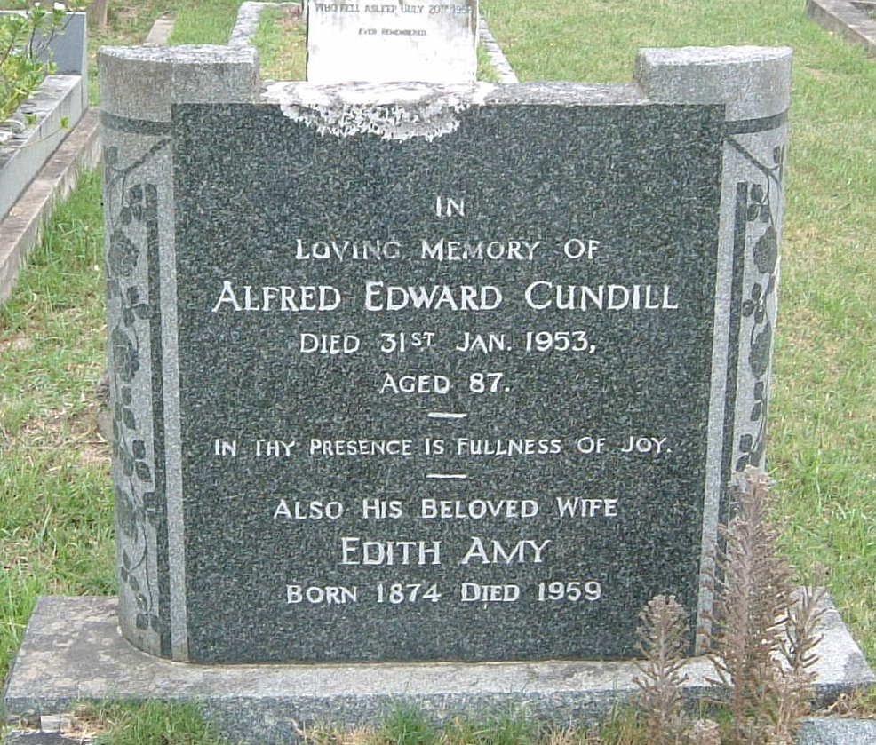 CUNDILL Alfred Edward -1953 &amp; Edith Amy 1874-1959