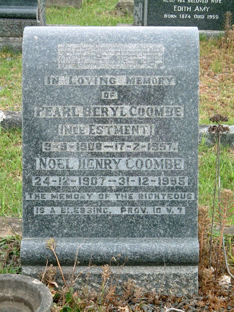 COOMBE Noel Henry 1907-1995 &amp; Pearl Beryl ESTMENT 1908-1957
