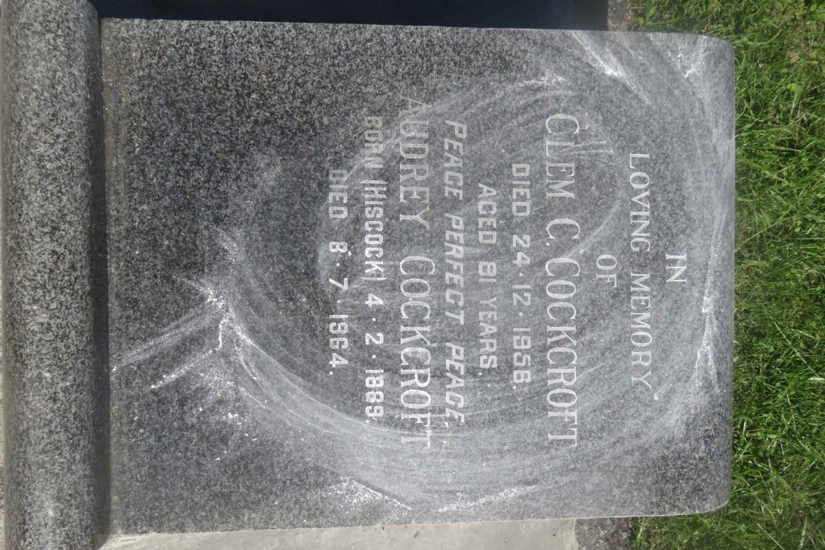 COCKCROFT Clem C. -1956 &amp; Audrey HISCOCK 1889-1964