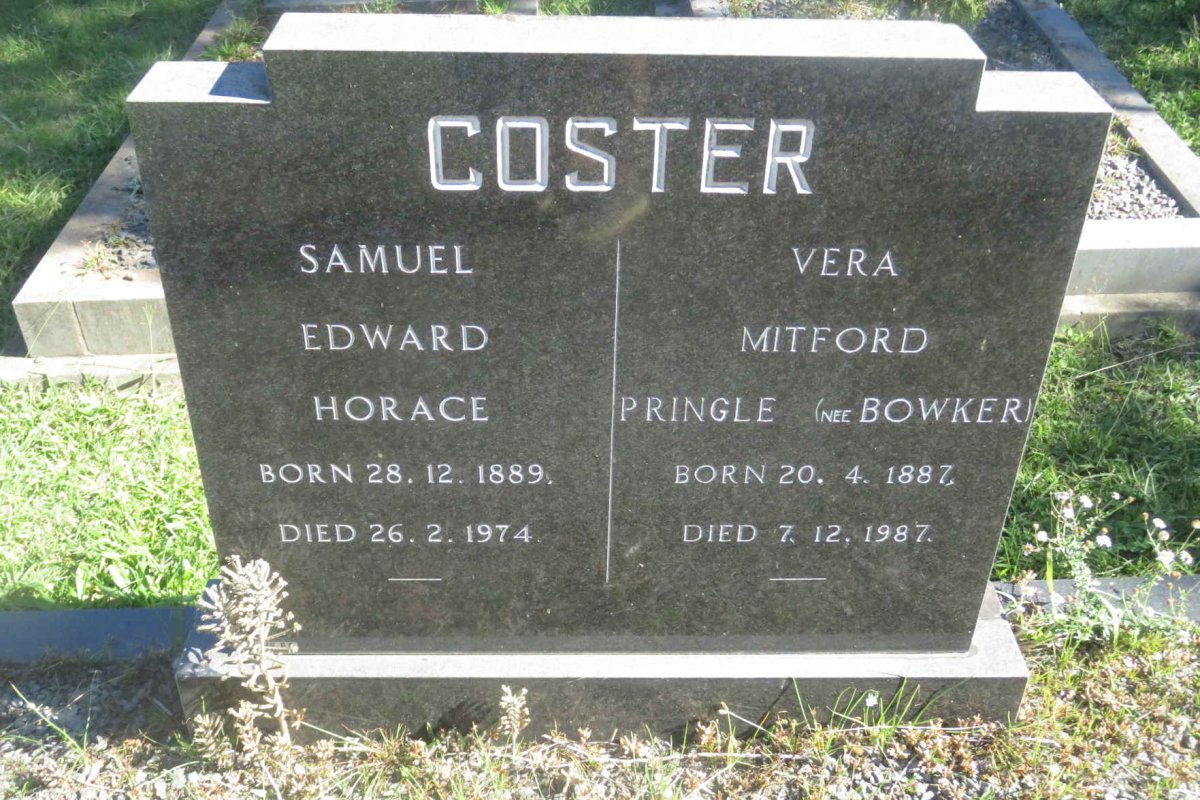 COSTER Samuel Edward Horace 1889-1974 &amp; Vera Mitford Pringle BOWKER 1887-1987