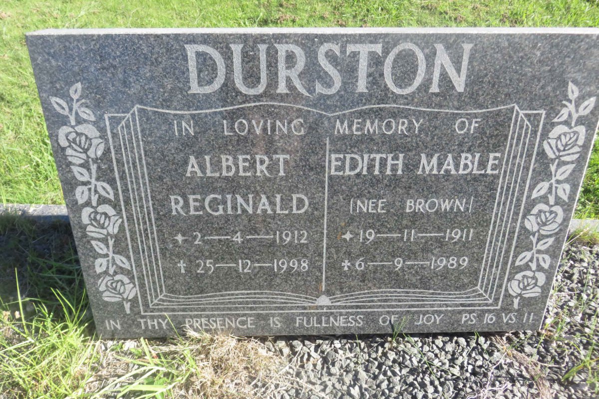DURSTON Albert Reginald 1912-1998 &amp; Edith Mable BROWN 1911-1989