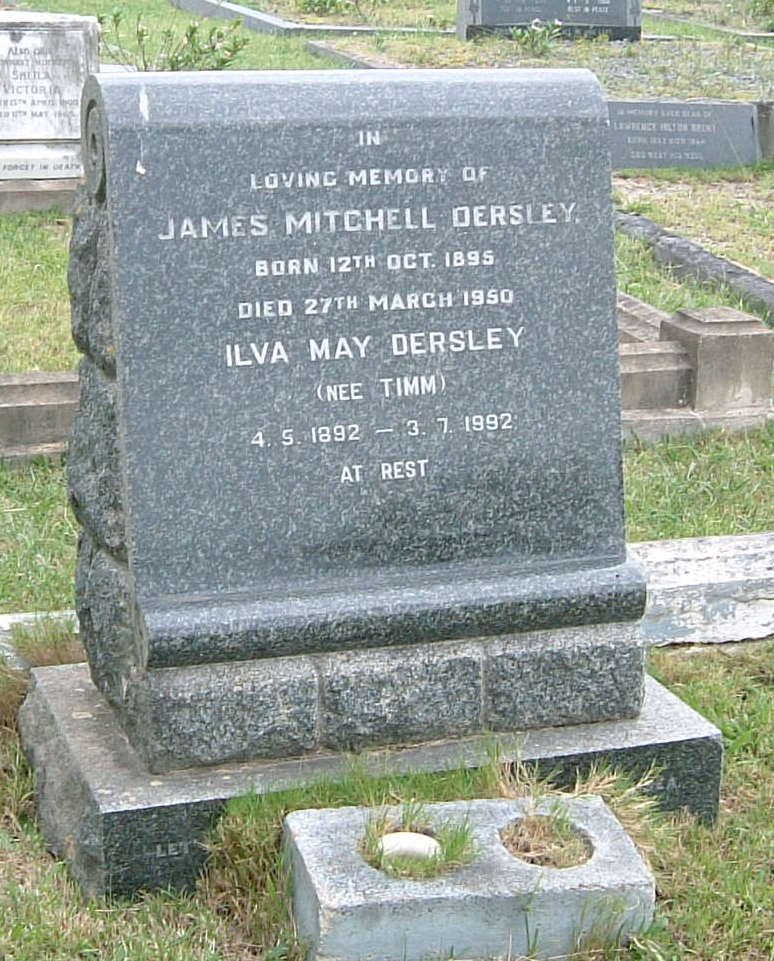 DERSLEY James Mitchell 1895-1950 &amp; Ilva May TIMM 1892-1992
