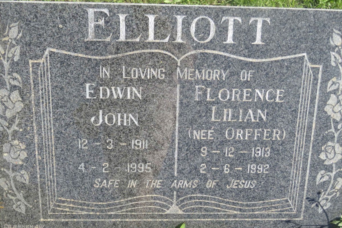 ELLIOTT Edwin John 1911-1995 &amp; Florence Lilian ORFFER 1913-1992