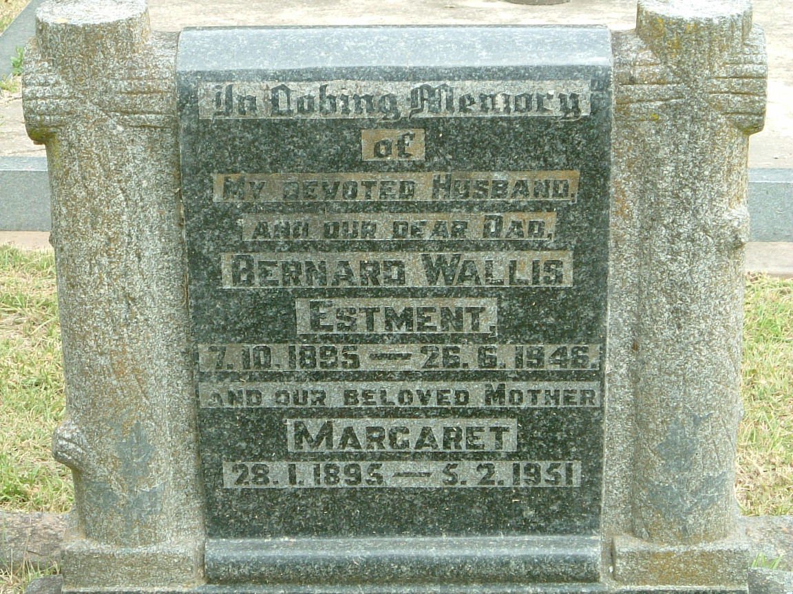 ESTMENT Bernard Wallis 1895-1946 &amp; Margaret 1895-1951