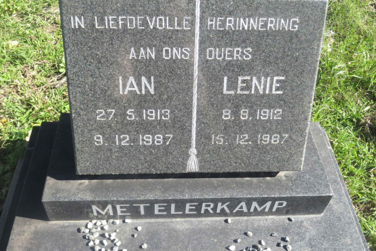 METELERKAMP Ian 1913-1987 &amp; Lenie 1912-1987