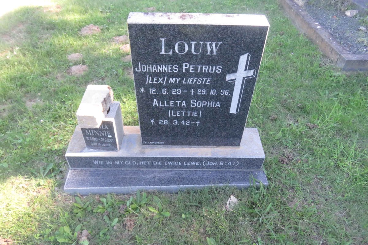 MINNIE ? 1913-2001 :: LOUW Johannes Petrus 1929-1996 :: LOUW Aletta Sophia 1942-