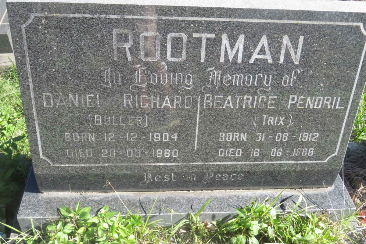ROOTMAN Daniel Richard 1904-1980 &amp; Beatrice Pendril 1912-198?