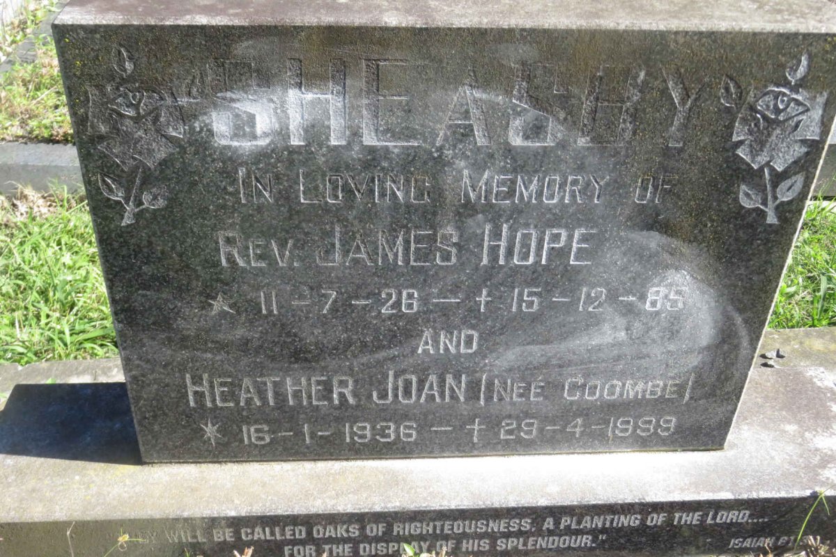 SHEASBY James Hope 1926-1985 &amp; Heather Joan COOMBE 1936-1999