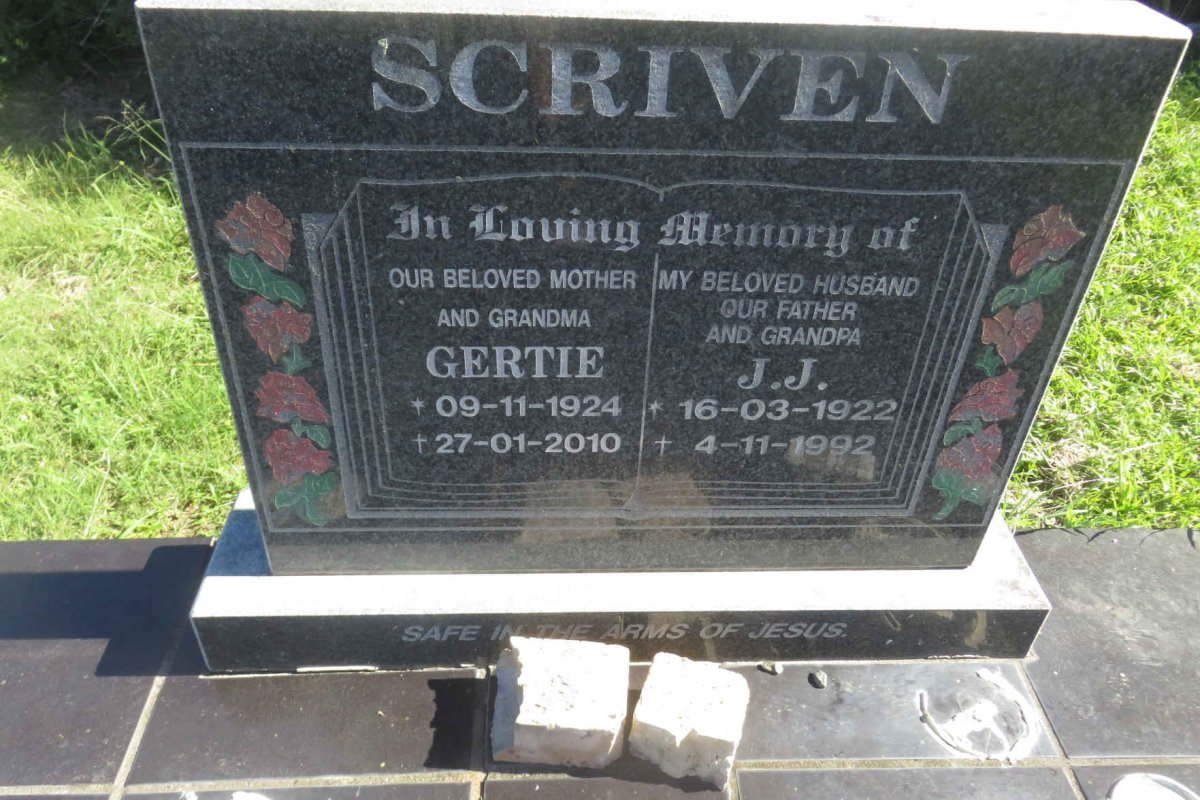 SCRIVEN J.J. 1922-1992 &amp; Gertie 1924-2010