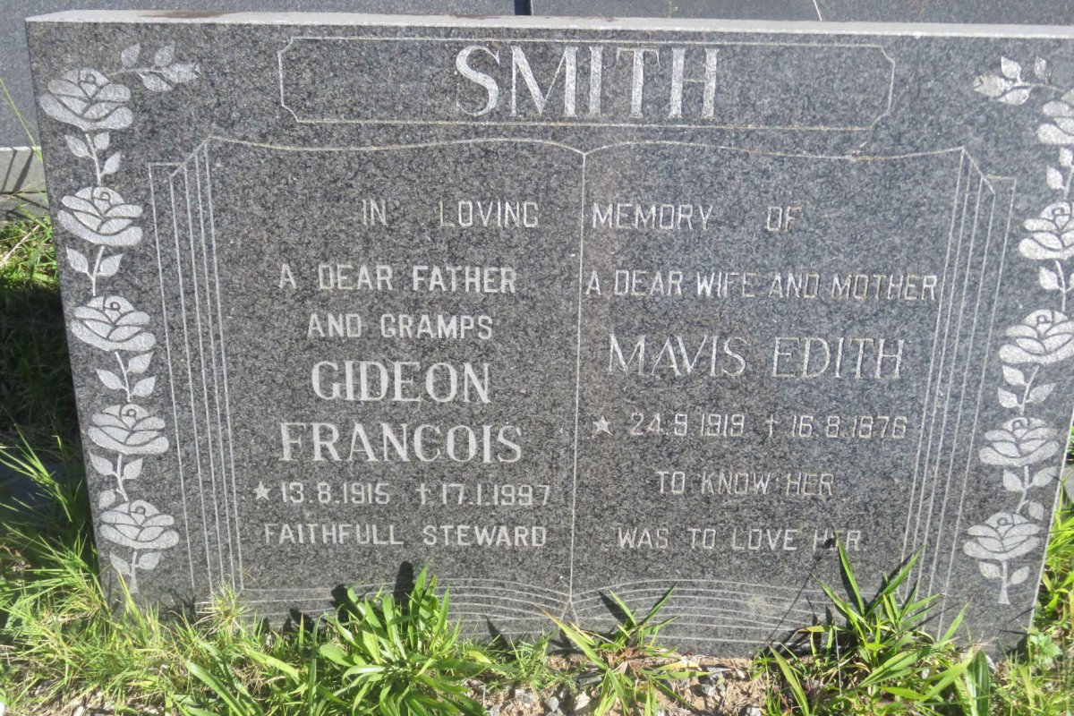 SMITH Gideon Francois 1915-1997 &amp; Mavis Edith 1919-1976