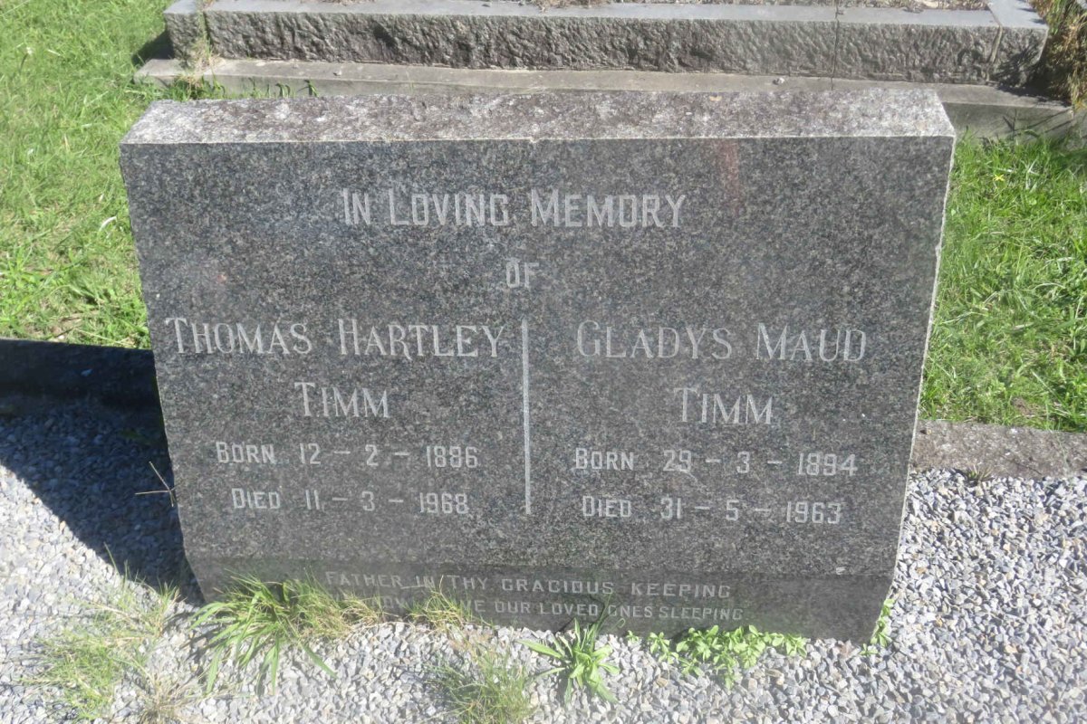 TIMM Thomas Hartley 1886-1968 &amp; Gladys Maud 1894-1963