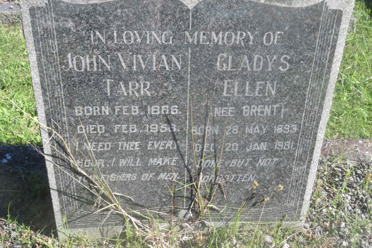 TARR John Vivian 1886-1958 &amp; Gladys Ellen BRENT 1893-1981